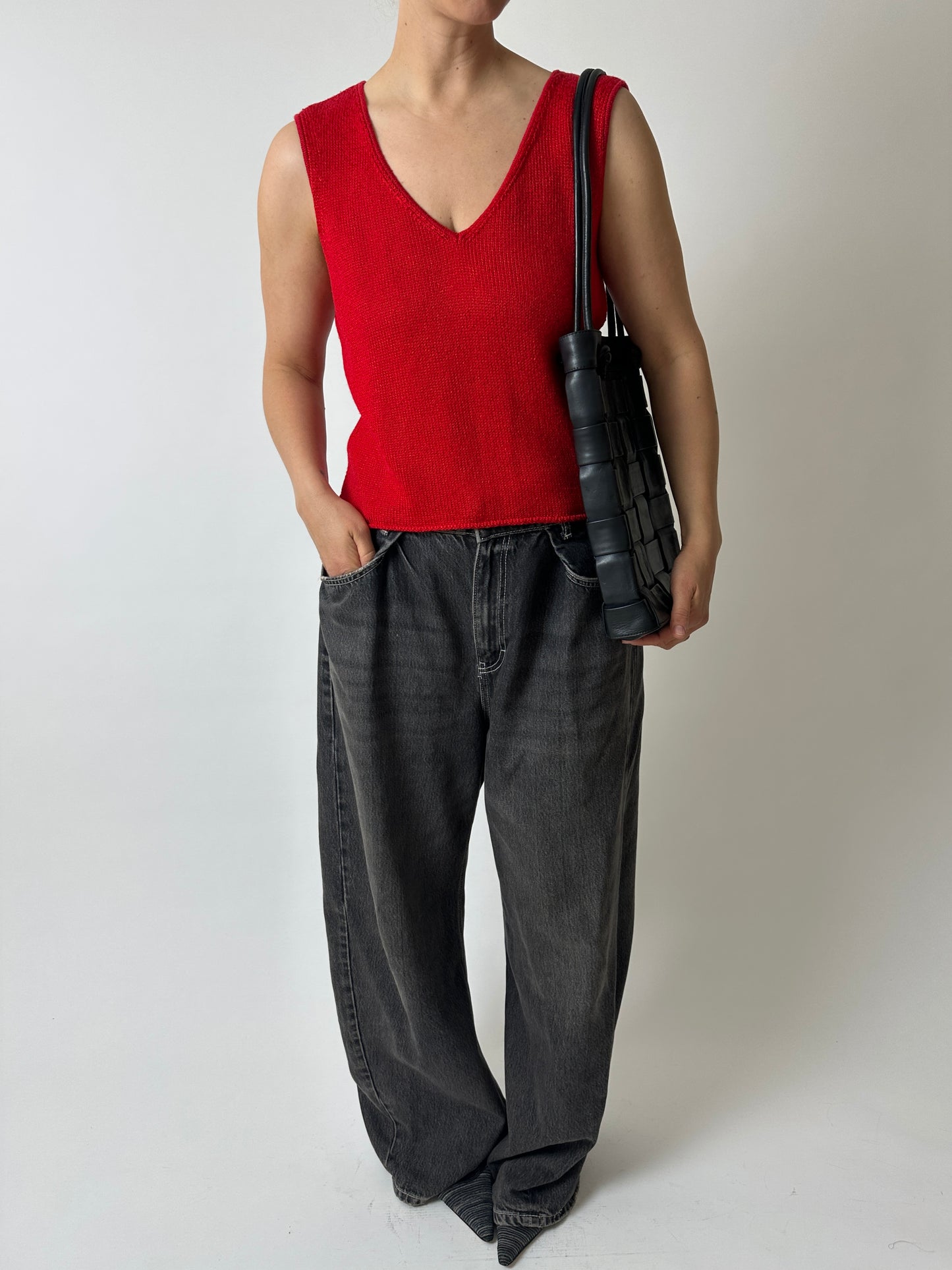 Knitted cropped top | Red