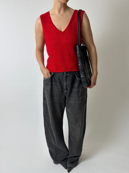 Knitted cropped top | Red