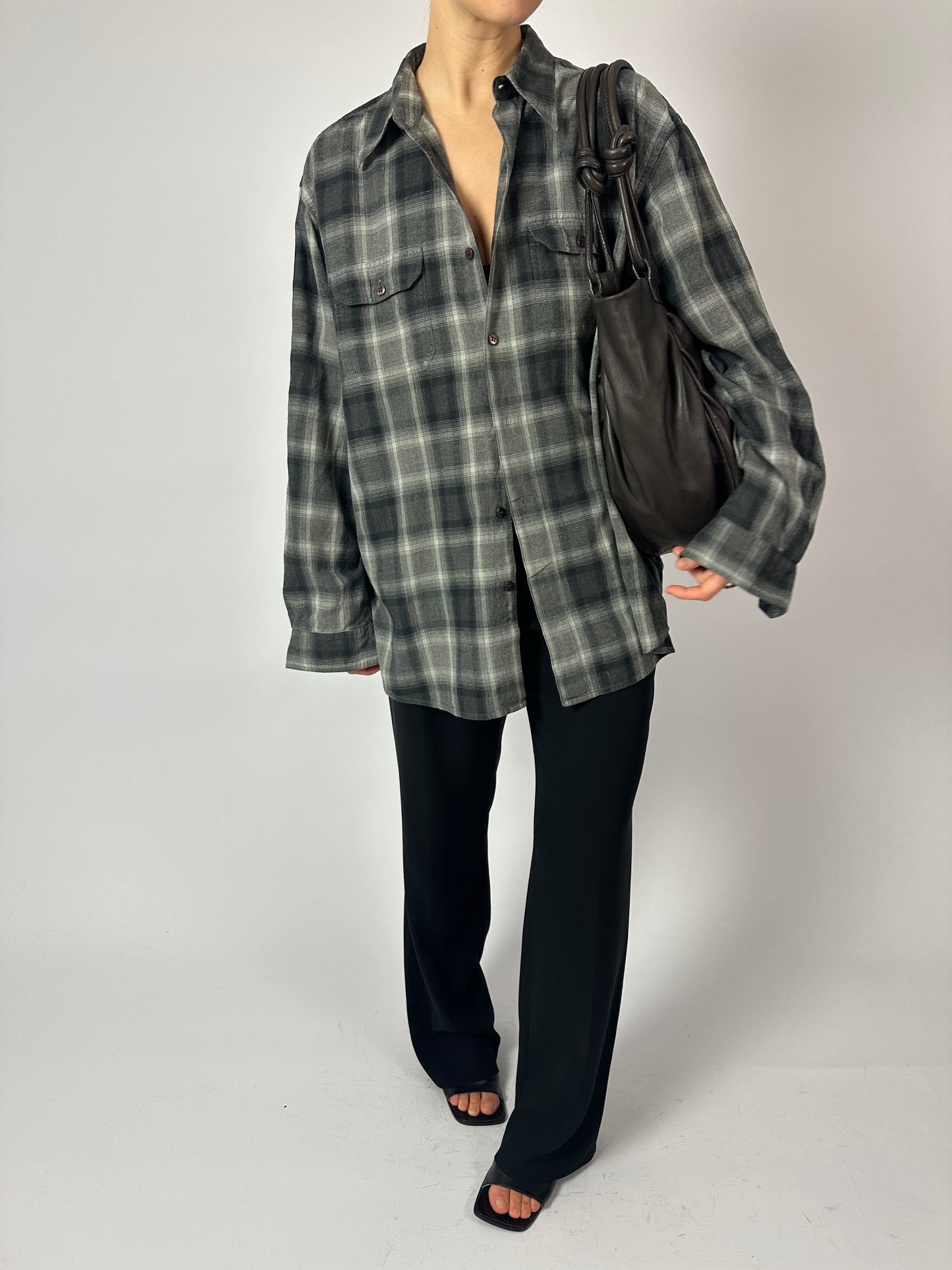 Relaxed checked shirt | Grey