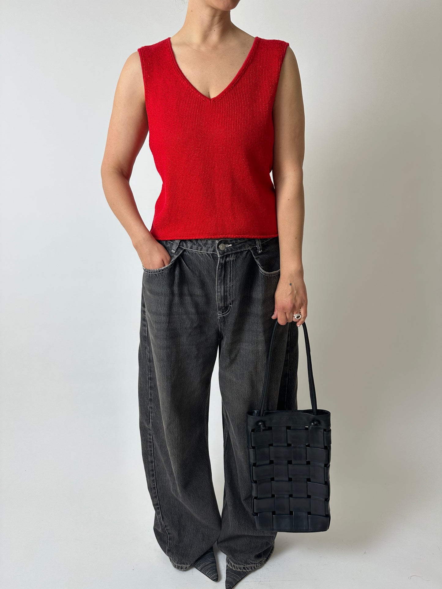 Knitted cropped top | Red