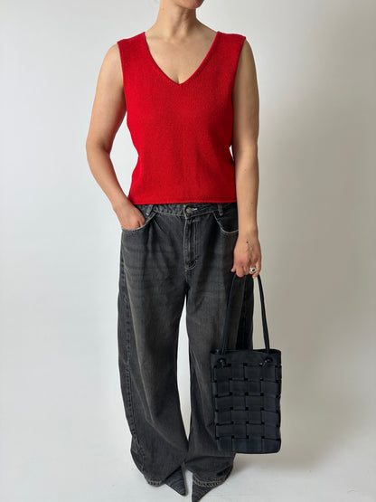 Knitted cropped top | Red