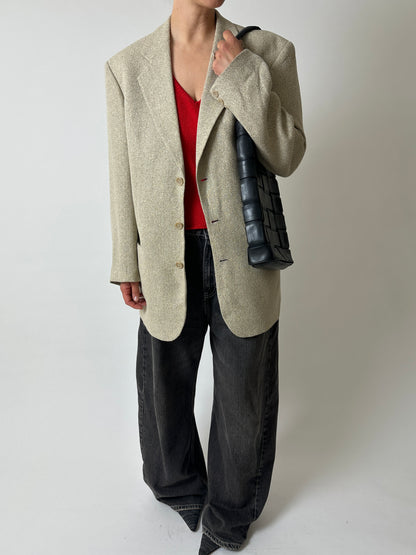 Oversized woven blazer | Dark butter