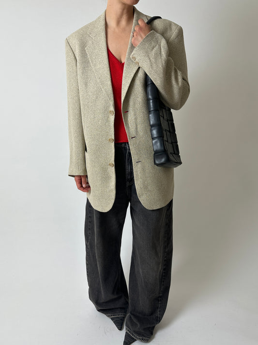 Oversized woven blazer | Dark butter