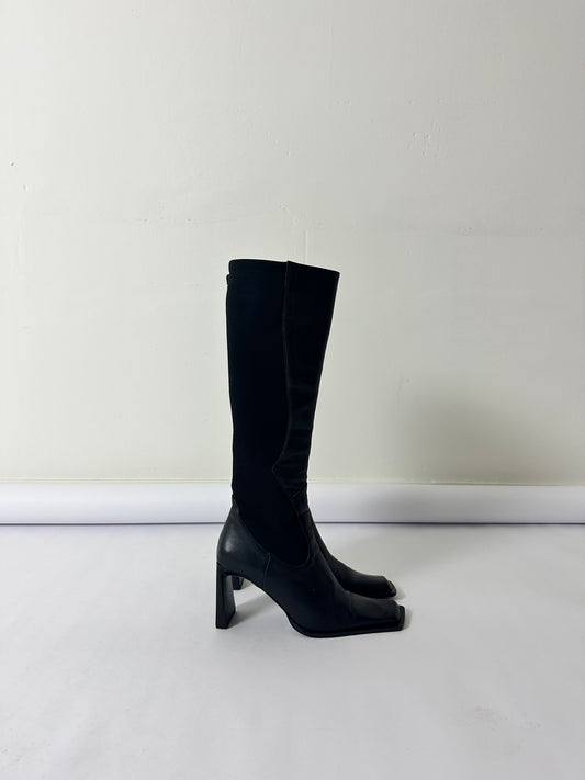 Leather heeled boots | Black