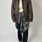 Leather bomber jacket | Dark brown