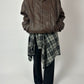 Leather bomber jacket | Dark brown
