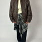 Leather bomber jacket | Dark brown