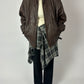 Leather bomber jacket | Dark brown