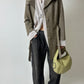Leather belted coat | Beige / Grey