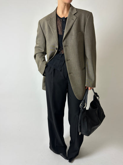 Oversized woven blazer | Beige