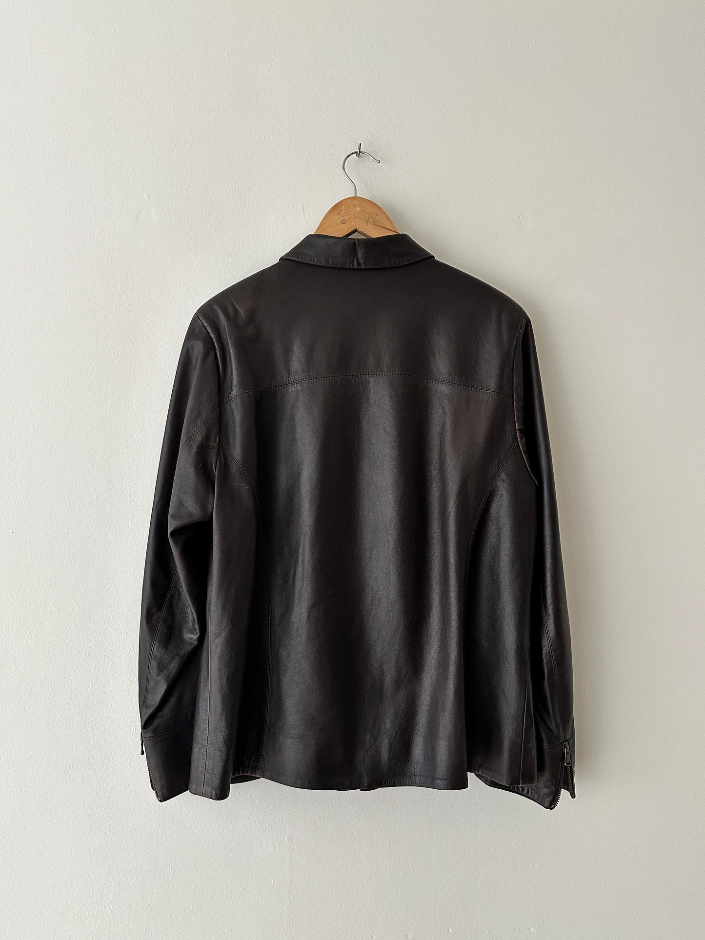 Leather jacket | Dark brown