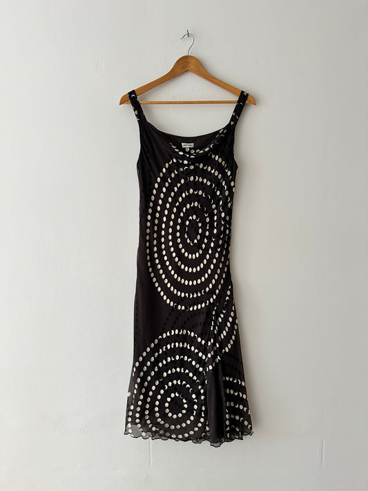 Sheer dot dress | Brown