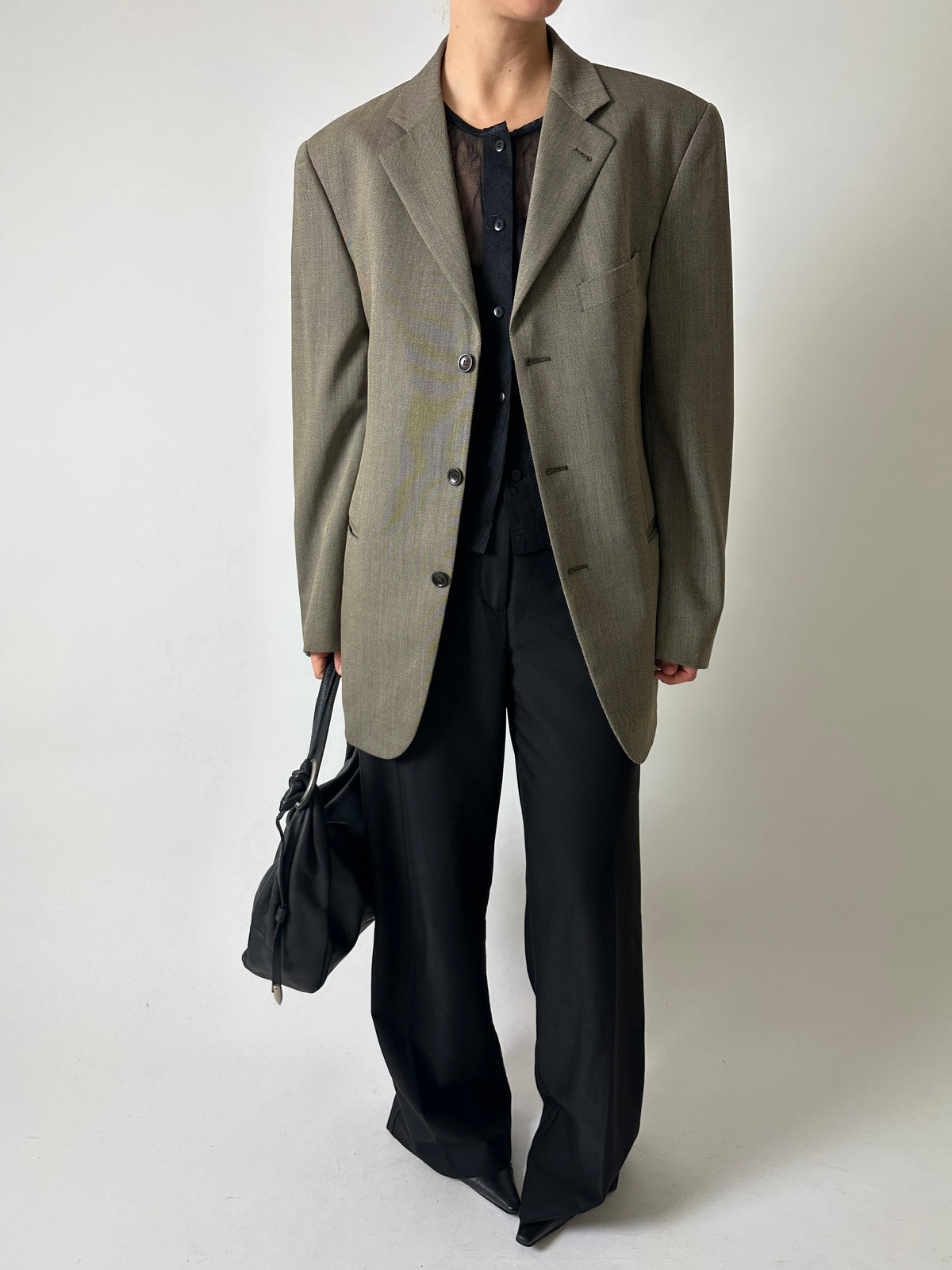 Oversized woven blazer | Beige