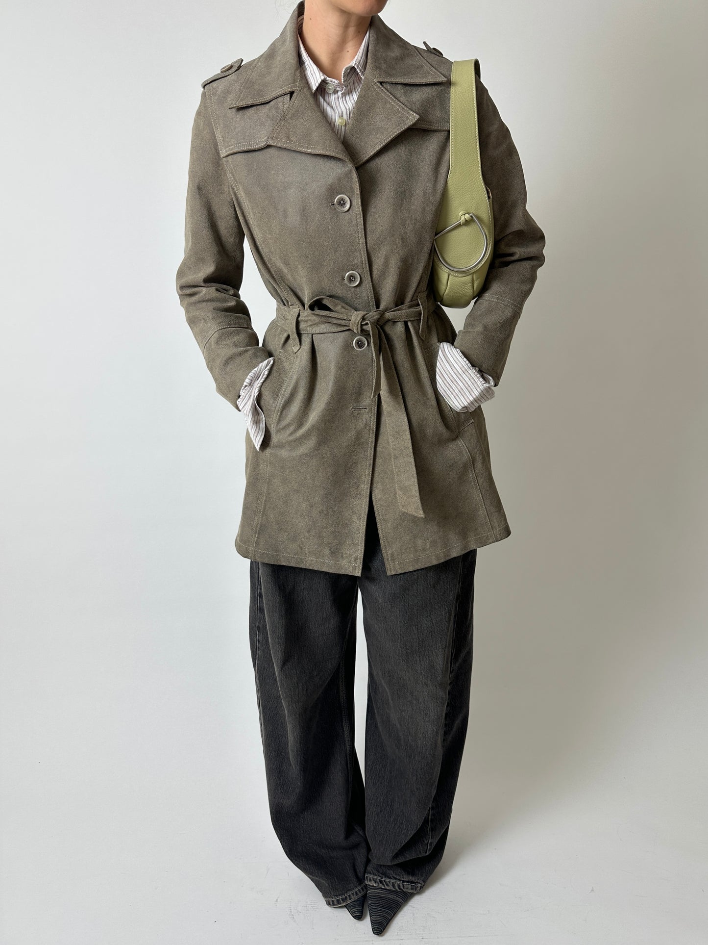 Leather hand bag | Olive green