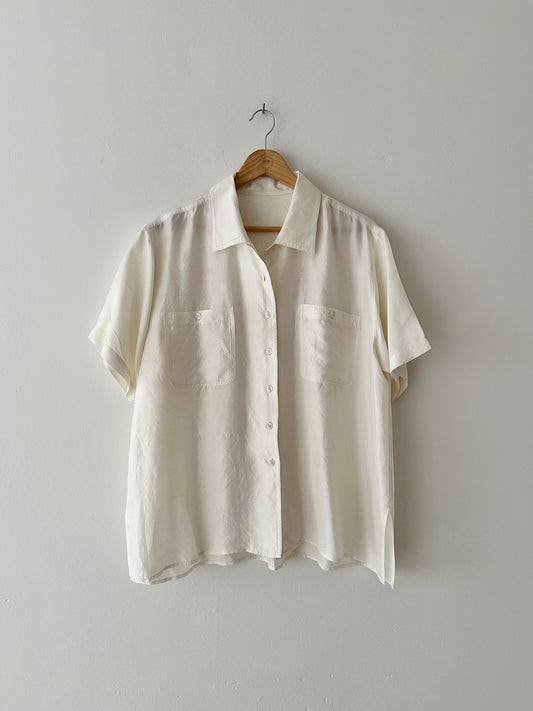 Boxy silk blouse | Off white