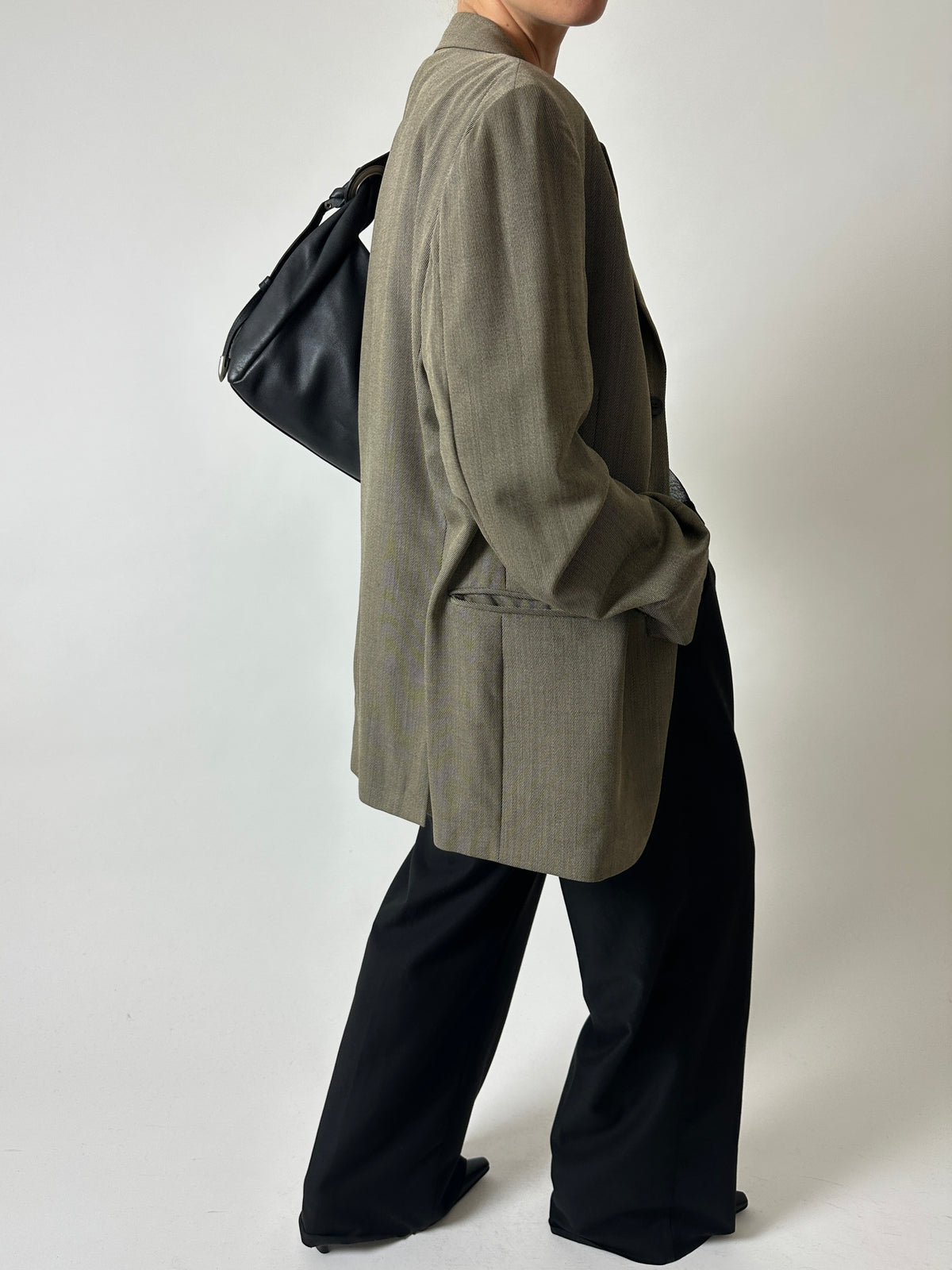 Oversized woven blazer | Beige