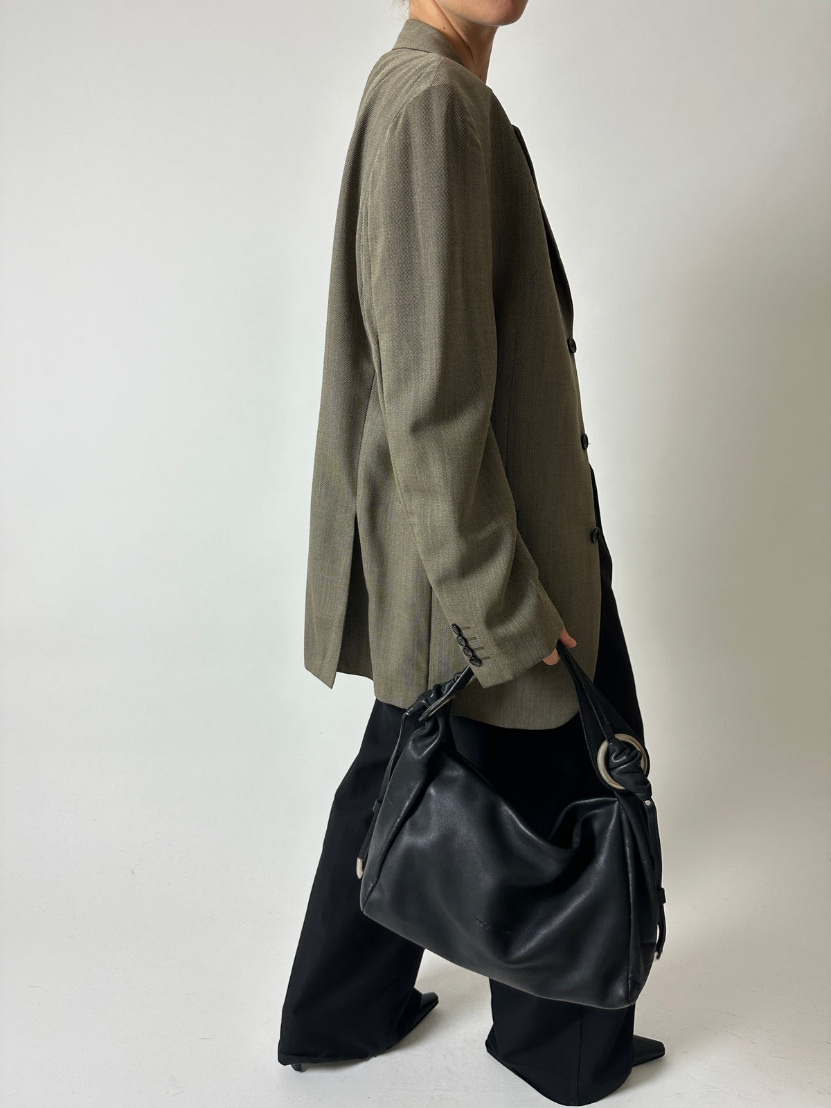 Oversized woven blazer | Beige