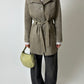 Leather belted coat | Beige / Grey