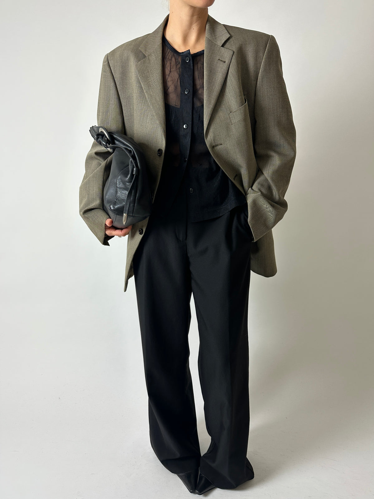 Oversized woven blazer | Beige