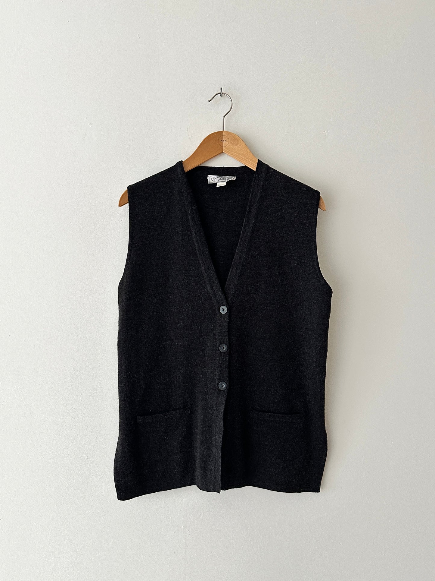 Wool blend sleeveless cardigan | Dark grey