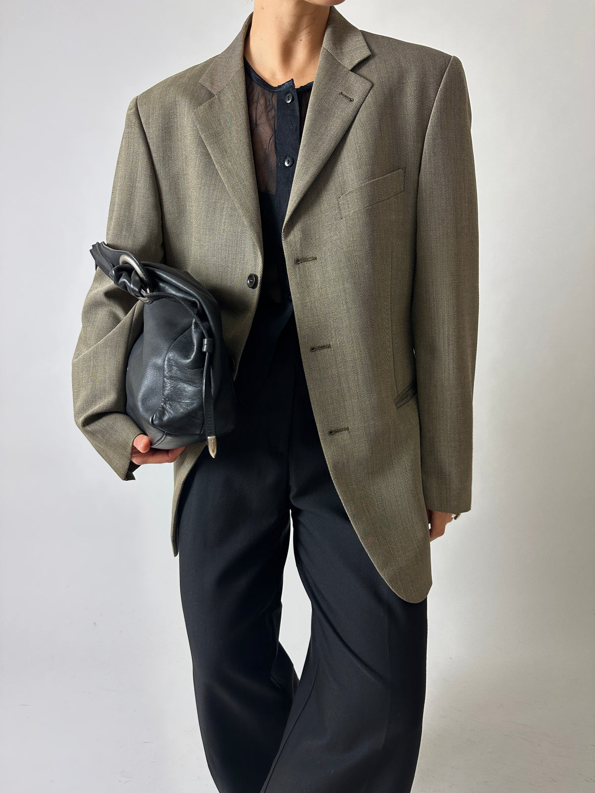 Oversized woven blazer | Beige