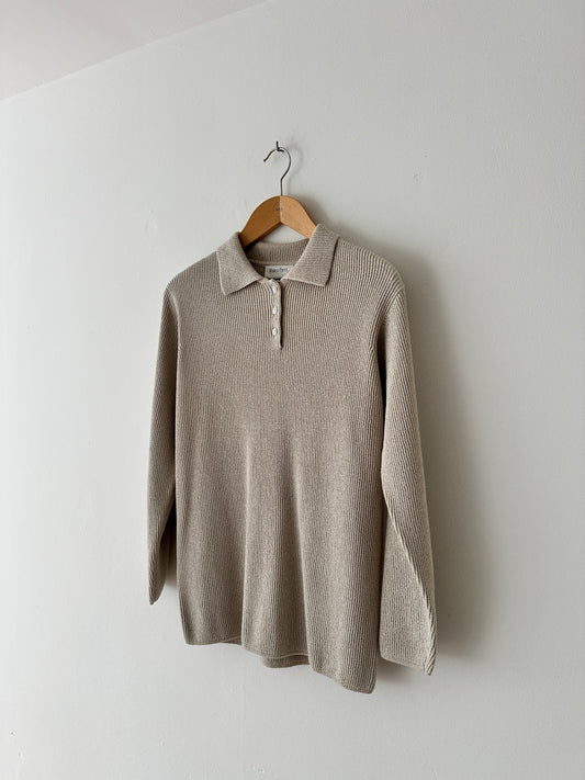 Knitted polo | Ecru