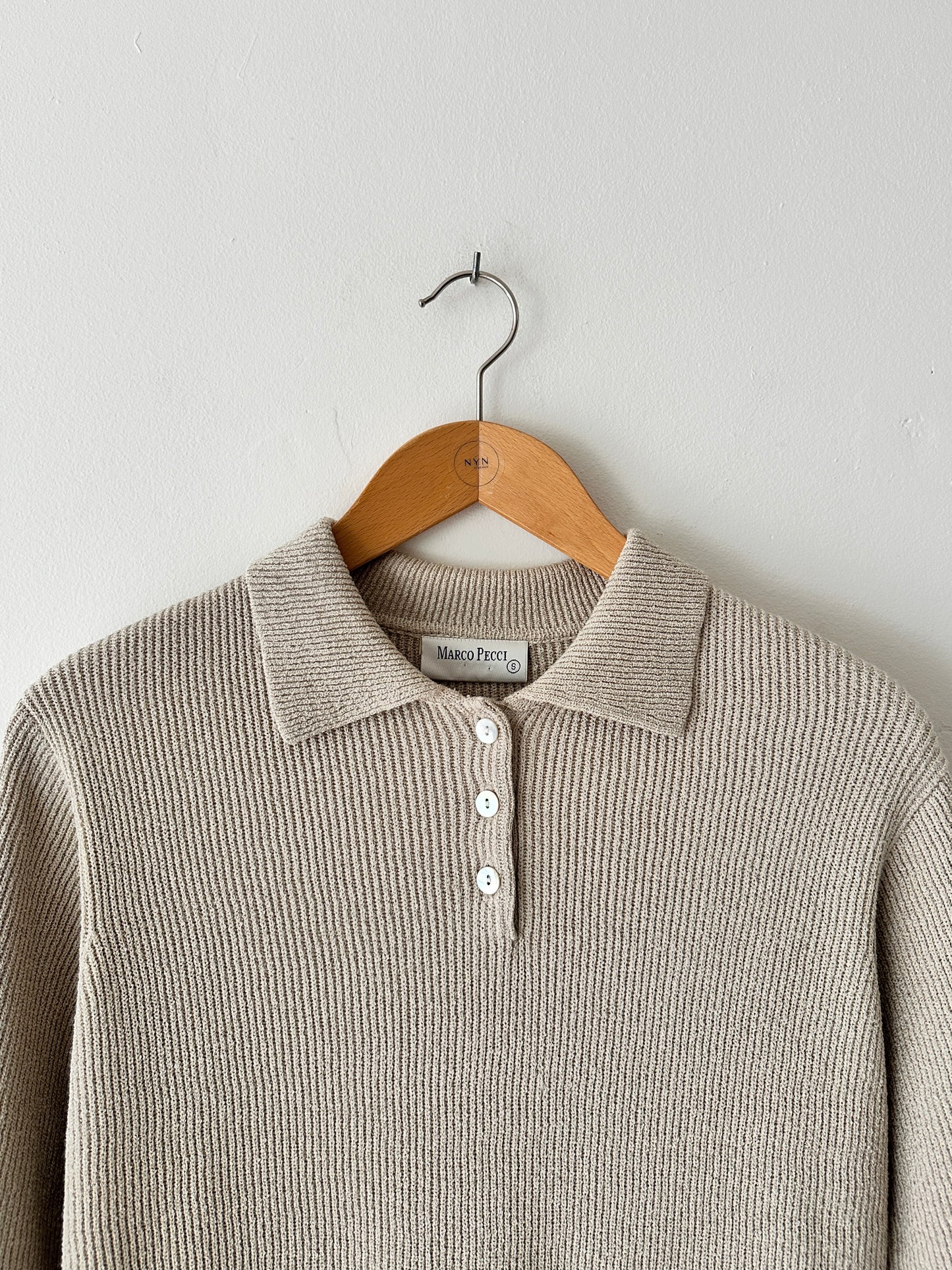 Knitted polo | Ecru
