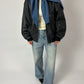 Wool blend v-neck sweater | Denim blue