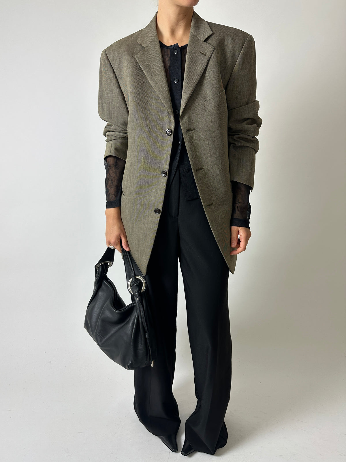 Oversized woven blazer | Beige