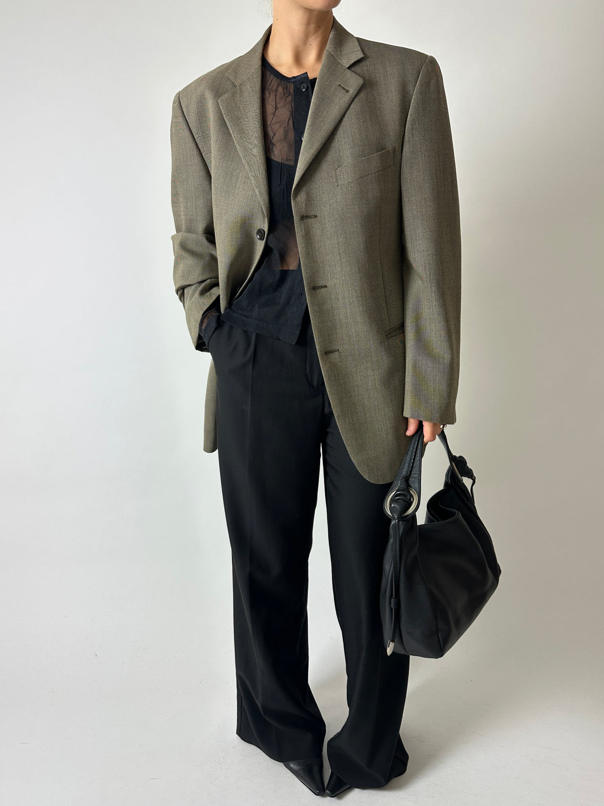 Oversized woven blazer | Beige