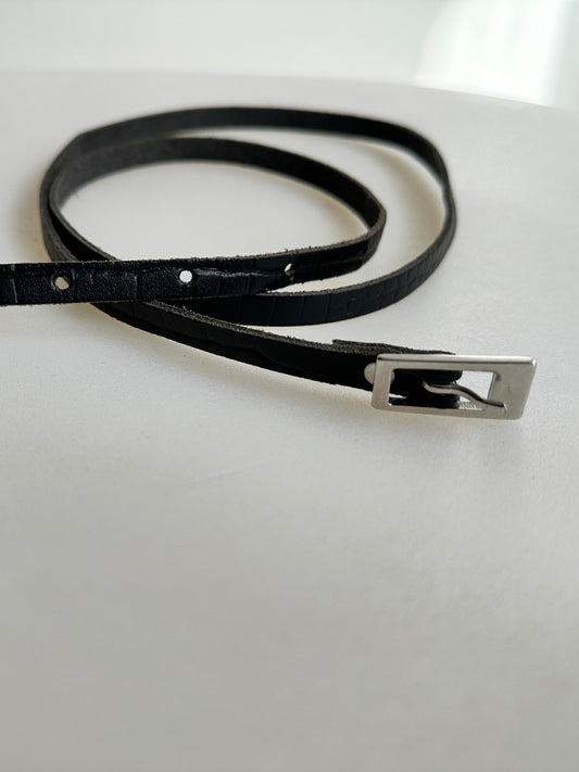 Leather mini belt | Black