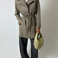 Leather belted coat | Beige / Grey