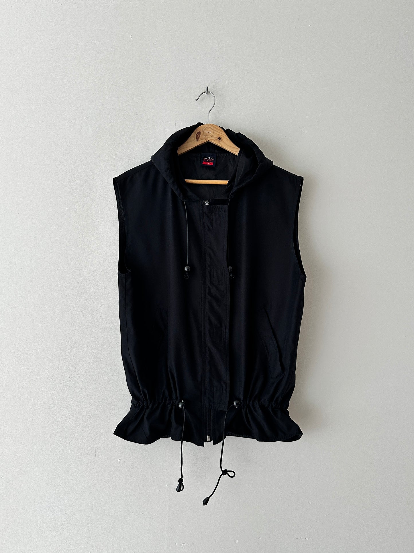 Hooded zip vest | Black