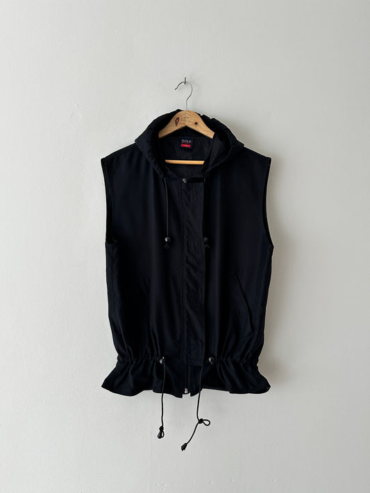 Hooded zip vest | Black