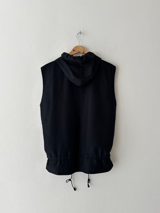 Hooded zip vest | Black