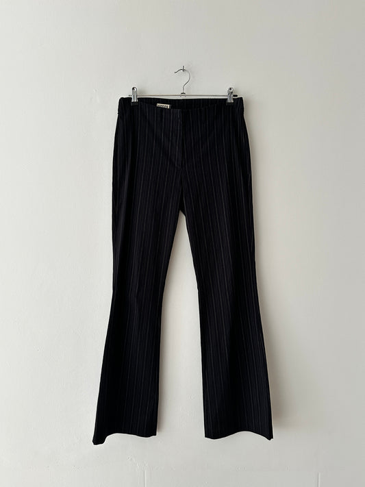 Flared striped trousers | Black / Off white