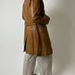 Leather belted coat | Cognac