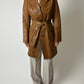 Leather belted coat | Cognac