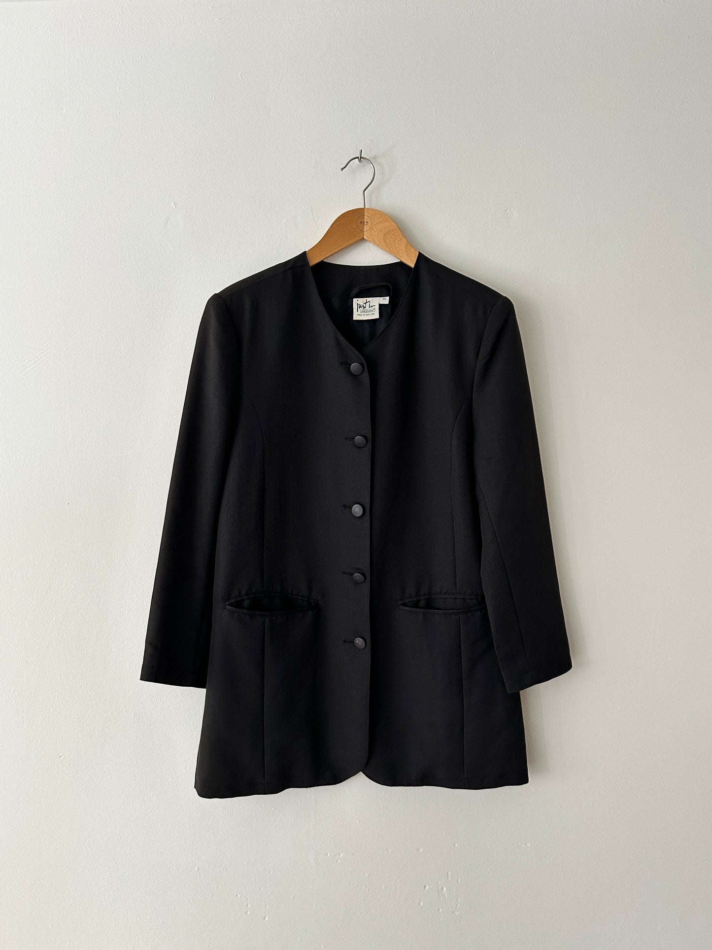Collarless blazer | Off-Black