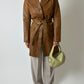 Leather belted coat | Cognac