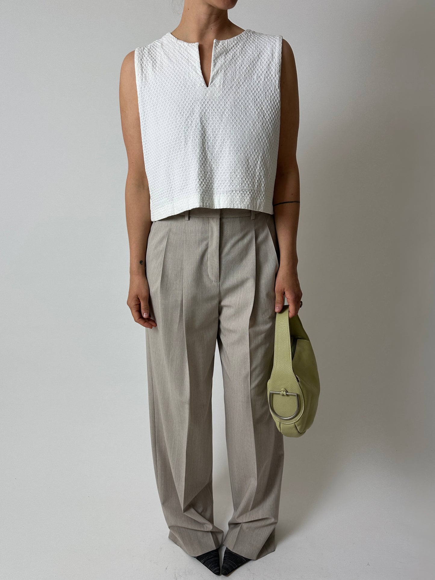 Knitted cropped top | White