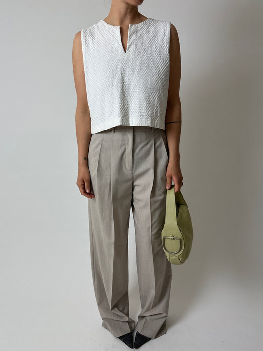 Knitted cropped top | White