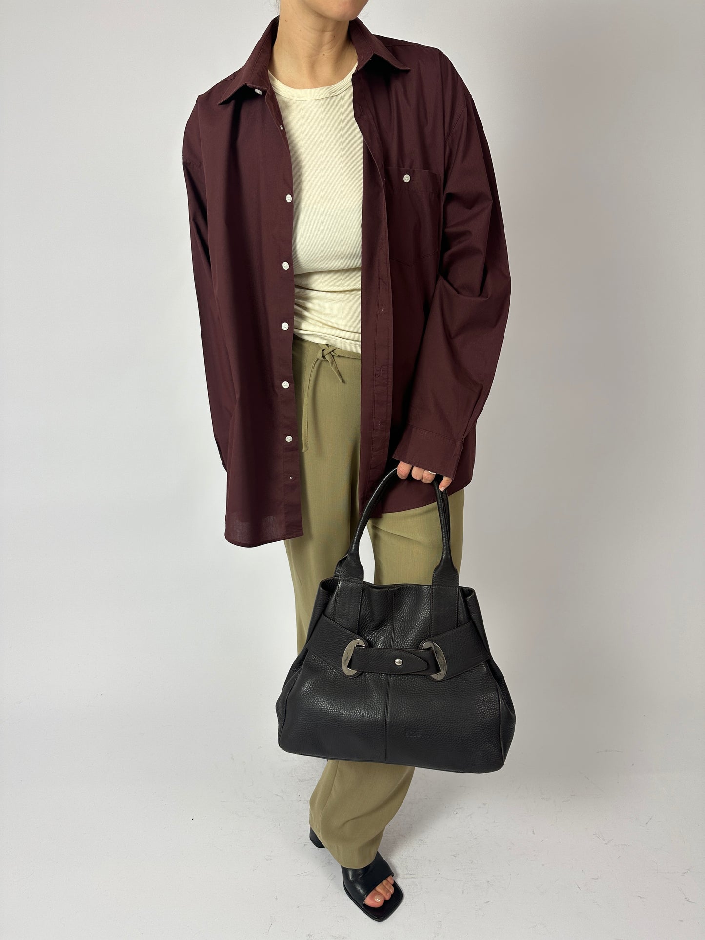 Leather shoulder bag | Dark Brown