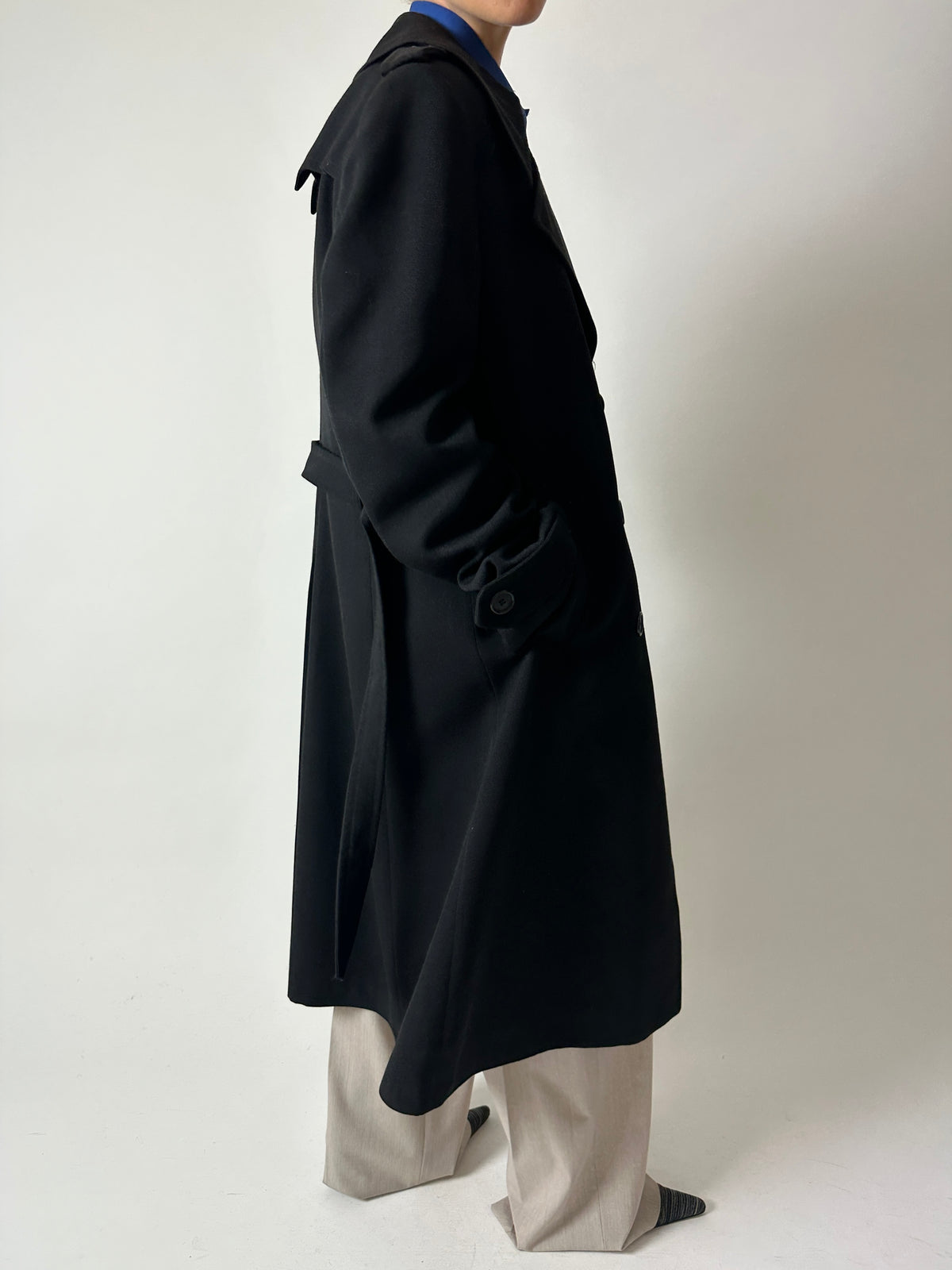 Long wool trench coat | Black