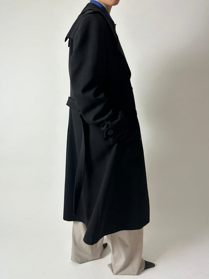Long wool trench coat | Black