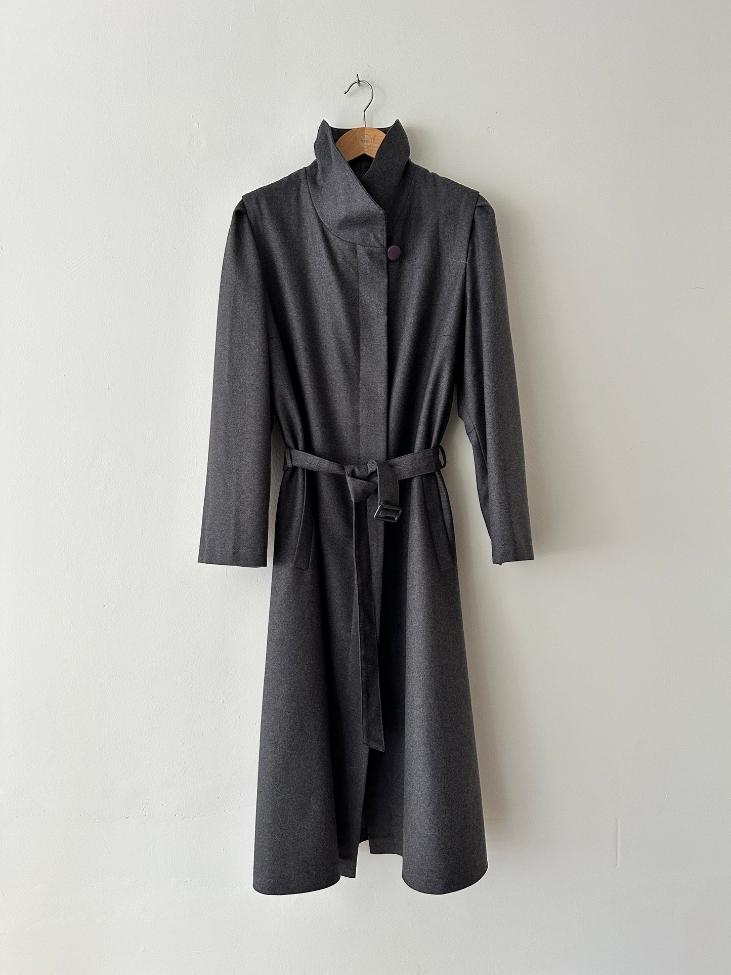 Belted wool coat | Grey