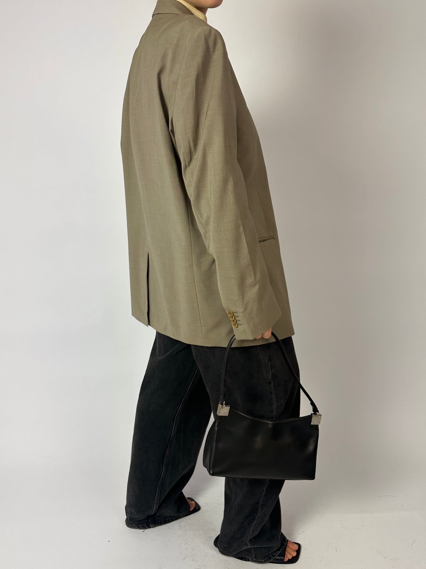 Relaxed fit wool blazer | Beige Grey