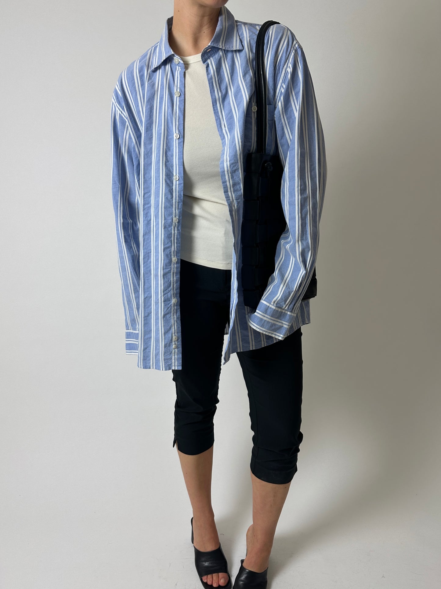 Oversized striped shirt | Blue / white