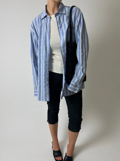 Oversized striped shirt | Blue / white