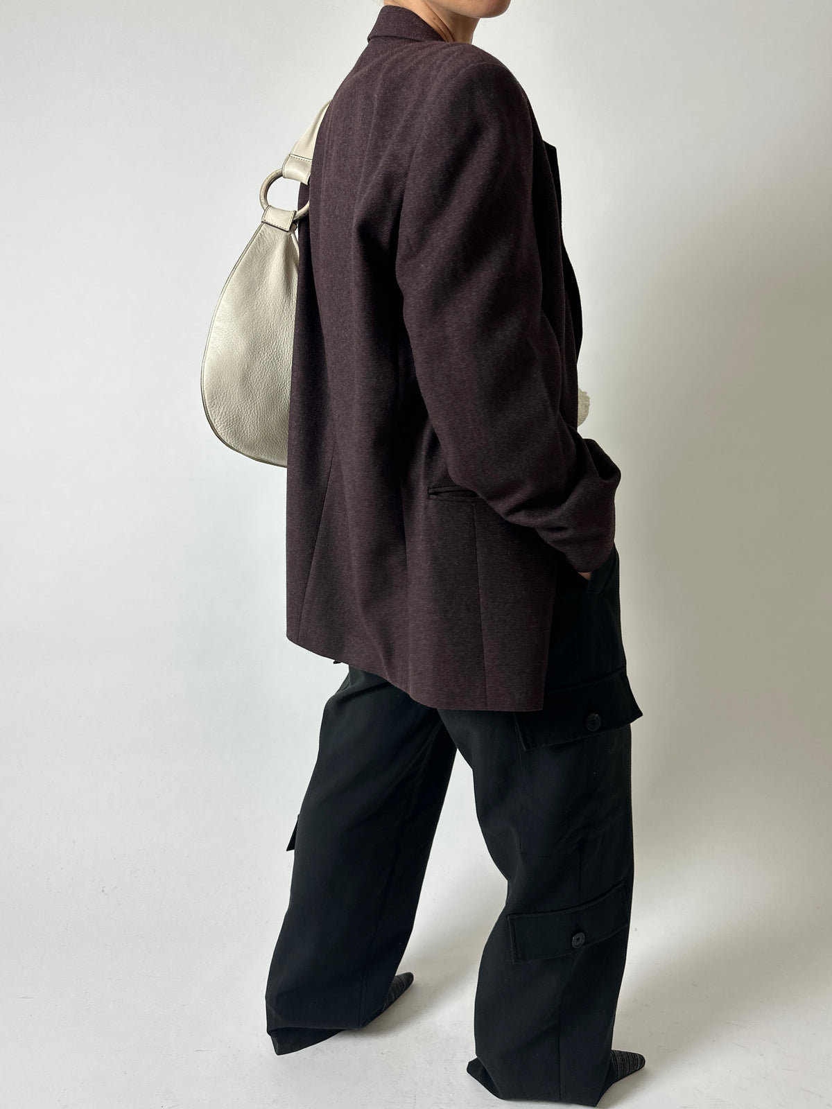 Oversized woven blazer | Aubergine